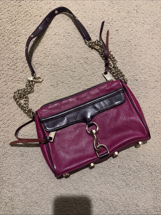 Rebecca Minkoff Handbags - Rebecca Minkoff Magenta Leather Shoulder Bag with Dark Brown Trim